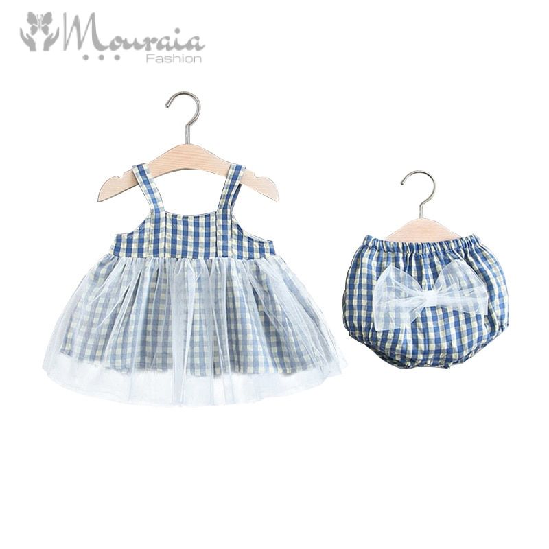 Princess Baby Girl Summer Clothes Plaid Bow Tops Shorts Baby Suit Newborn Girl Outfit Kids Clothes Baby Girl Set Infant Clothing