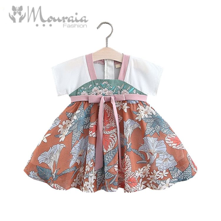 Embroidery Baby Girl Dress Chinese Style Baby Dresses Summer Kids Dresses for Girls Clothes A-Line Bow Floral Infant Clothing