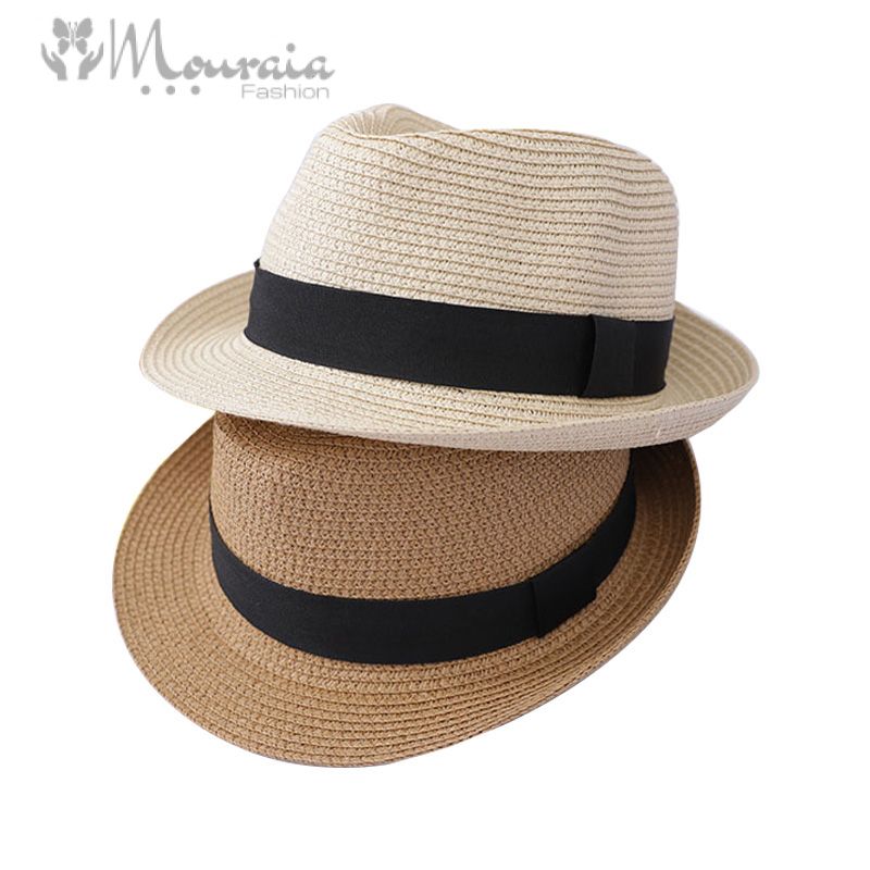 Fashion Mom Baby Hat Summer Straw Kids Fedora Jazz Hat Adjustable Beach Baby Cap for Boy Girl 52/58