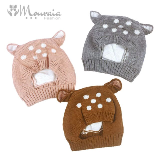 New Deer Baby Hat with Ears Cartoon Winter Baby Bonnet Knit Elastic Kids Hats Infant Cap Christmas for 6-24 Months 1 PC