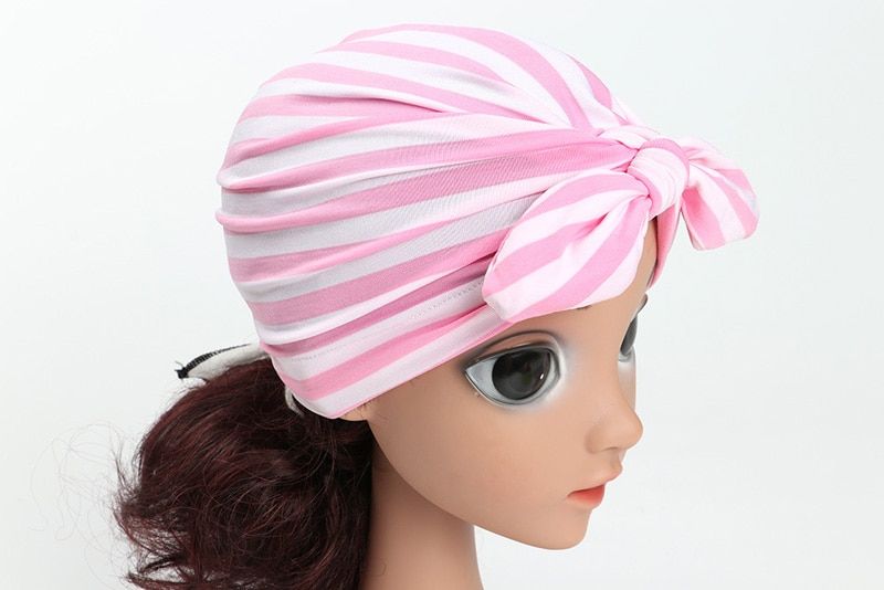 Fashion Striped Baby Hat with Bow Multicolor Elastic Infant Baby Beanie Beach Turban Cap Accessories Fashion Striped Baby Hat with Bow Multicolor Elastic Infant Baby Beanie Beach Turban Cap Accessories