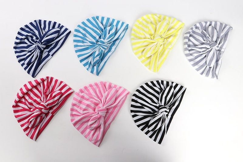 Fashion Striped Baby Hat with Bow Multicolor Elastic Infant Baby Beanie Beach Turban Cap Accessories Fashion Striped Baby Hat with Bow Multicolor Elastic Infant Baby Beanie Beach Turban Cap Accessories