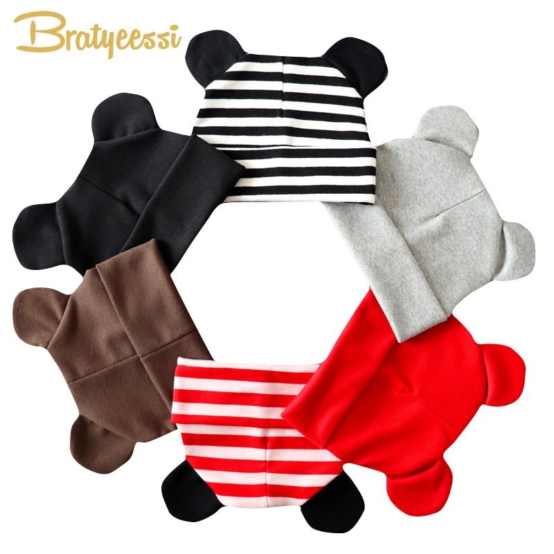 New Cartoon Baby Hat for Girls Cotton Baby Beanie Cap with Ears Elastic Kids Hats Toddler Accessories Baby Boy Hat 9 Colors
