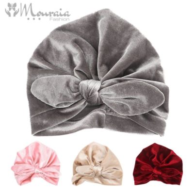 New Velvet Baby Hat for Girls Autumn Winter Baby Boy Cap Photography Props Elastic Infant Beanie Turban Hat Baby Accessories