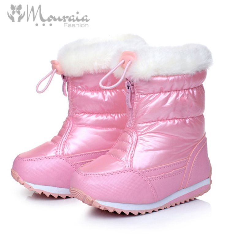 Candy Color Girls Snow Boots Waterproof Winter Children Boots Plush Lining Warm Shoes For Girl Skidproof