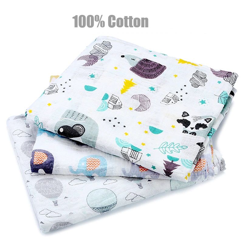 Patterned Double Layer Cotton Baby Blanket - Mouraia Fashion