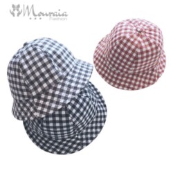 Cotton Plaid Casual Baby Bucket Hat for Boys and Girls