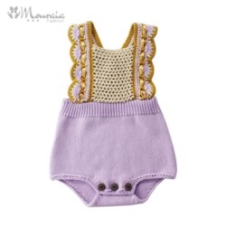 Hand Hook Knitted Jumpsuit Romper for Baby Girls