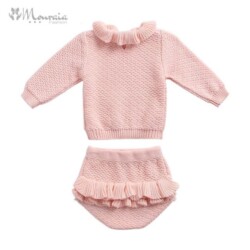 Kids Outfit Set with Knit Sweater and Shorts for Girls