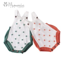 Knitted Baby Jumpsuit Rompers with Pompom for Boys and Girls