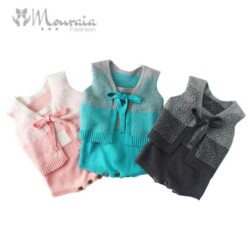 Knitted Cotton Clothing Set with Coat and Rompers for Boys and Girls