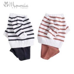 New Knit Kids Outfit Set with Striped Sweater and Shorts for Boys and Girls