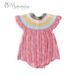 Rainbow Neckline Jumpsuit Rompers for Baby Girls